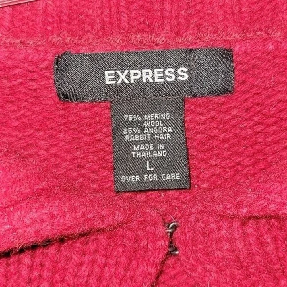 Express Wool Angora Blend Sweater‎ Ribbed Collar Keyhole Long Sleeve